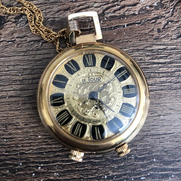 Rare Vintage LeJour Gold Plated Alarm Manual Wind Mini Travelling Clock - Picture 3 of 4